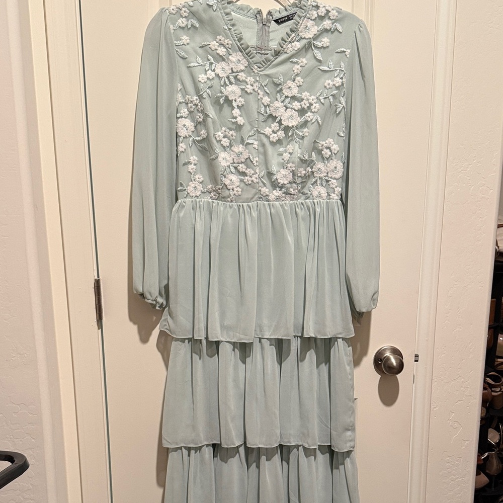 SHEIN Light Blue Floral Maxi Dress